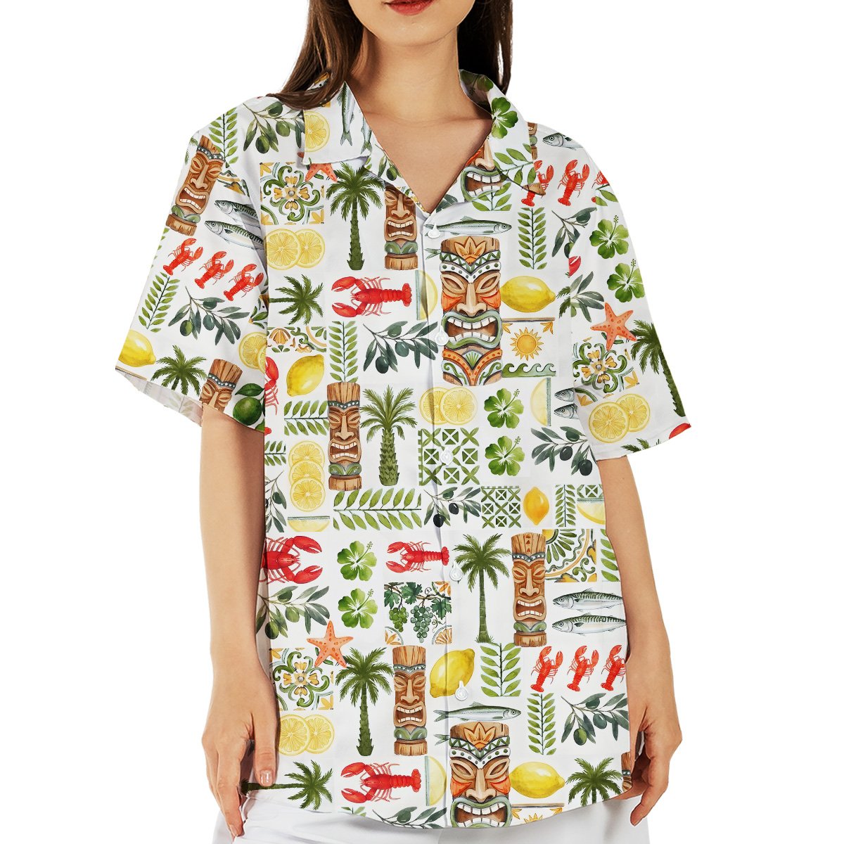 Lifestyle view of the tropical hawaiian shirt worn casually