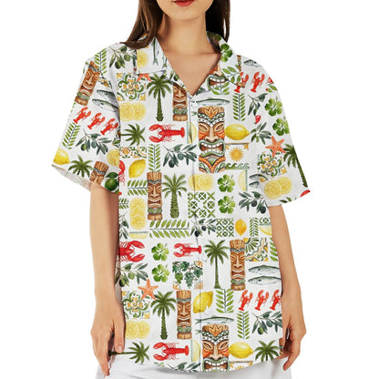 Lifestyle view of the tropical hawaiian shirt worn casually