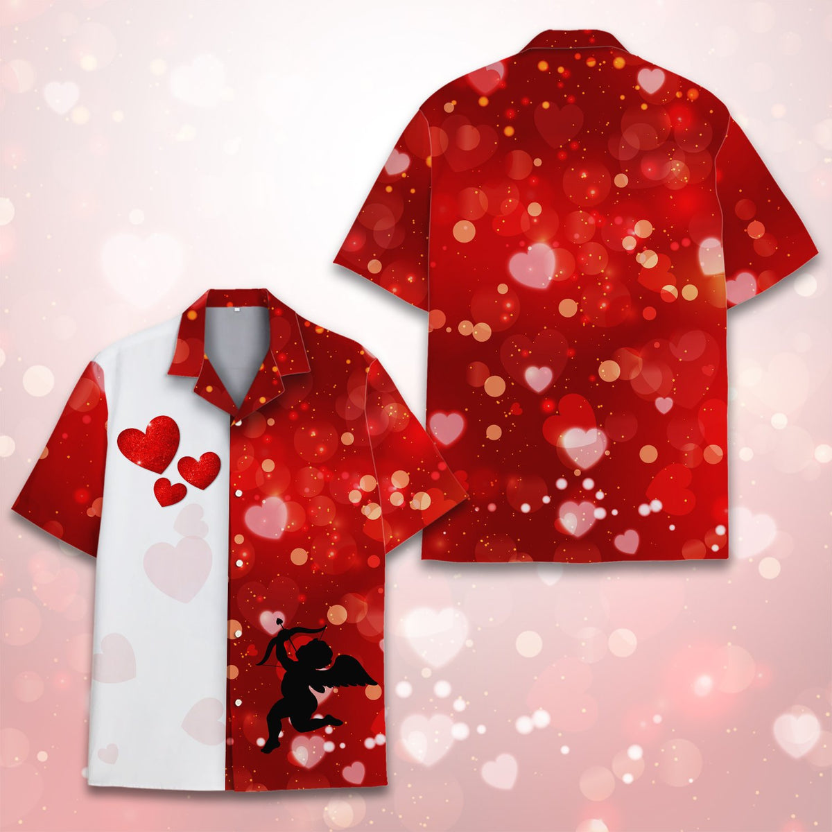 Full front view of the Valentine hawaiian shirt