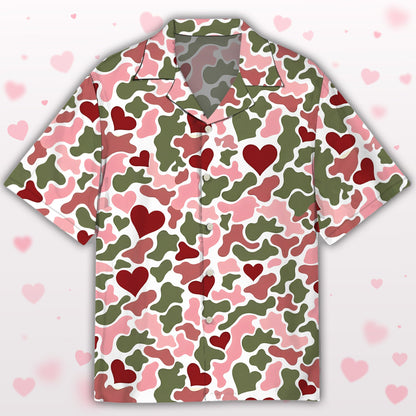 Pink valentine hawaiian shirt in alternative pattern style