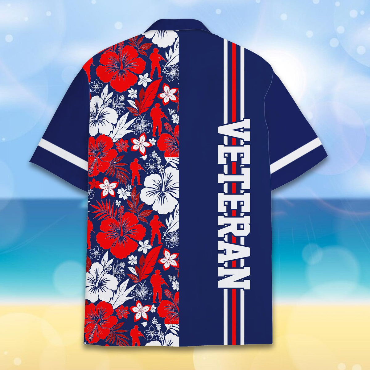 Back view alternate of the veteran 1776 hawaiian shirt