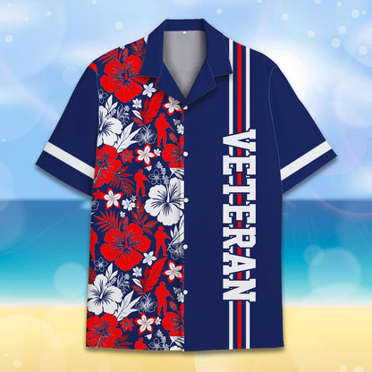Front view alternate of the patriotic split-design hawaiian shirt