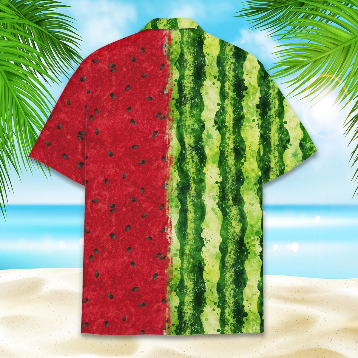 Full back view of the summer hawaiian shirt