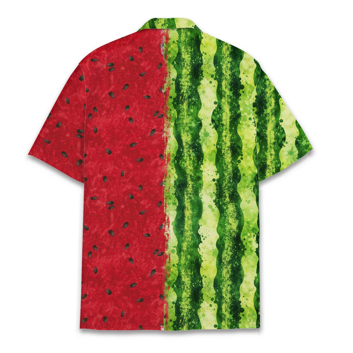 Back view of the green watermelon hawaiian shirt