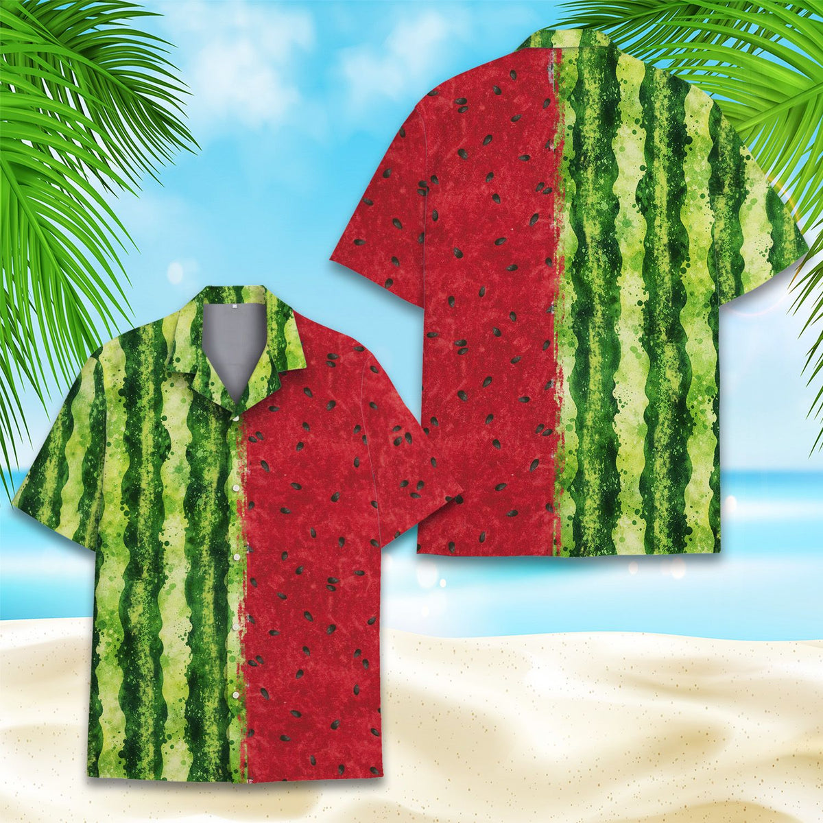Another front view of the matching family hawaiian shirt design