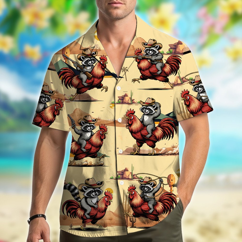 Second lifestyle view of the matching family hawaiian shirts outdoors