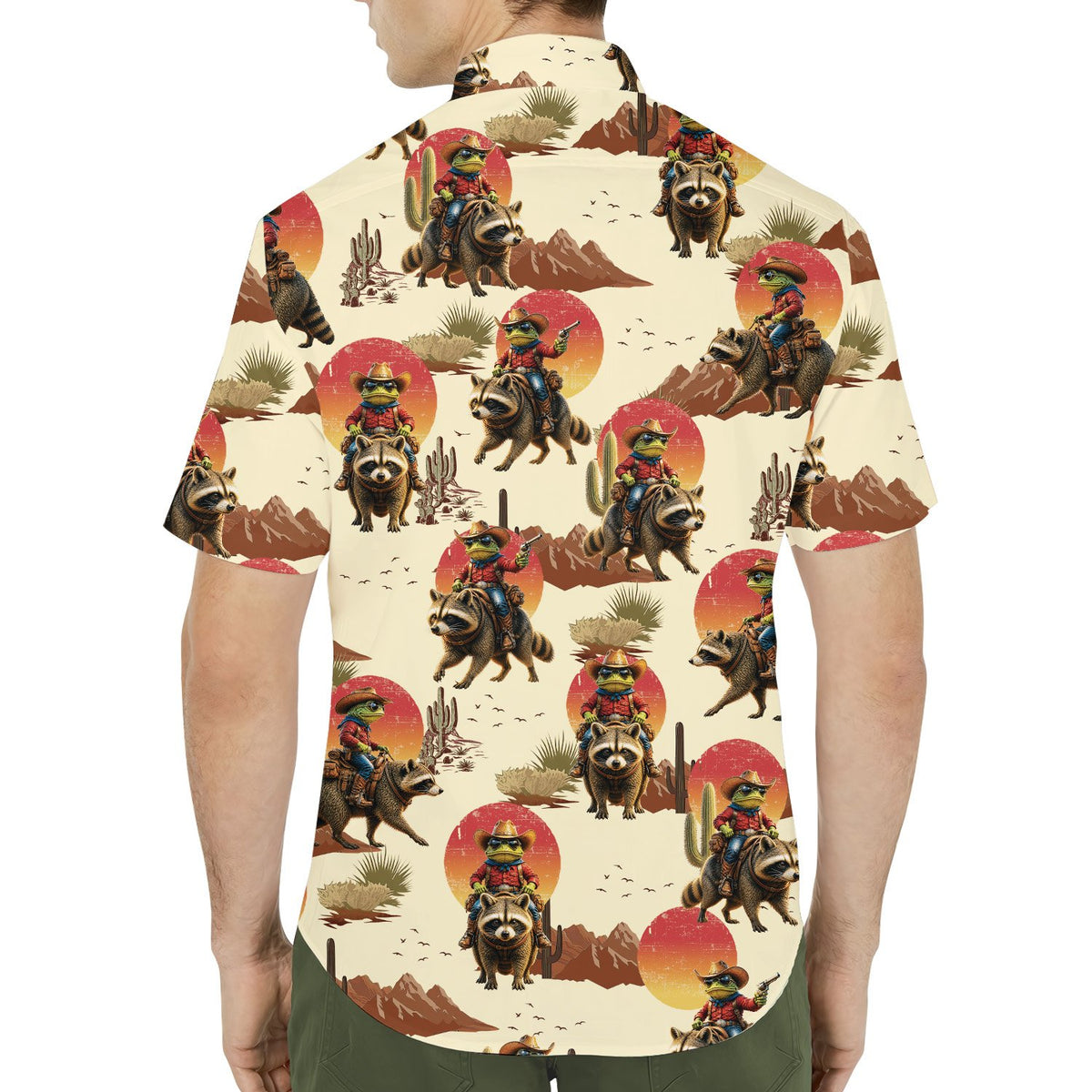 Second lifestyle view featuring the matching family hawaiian shirts