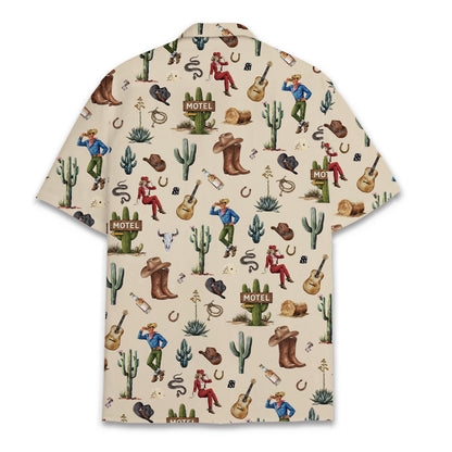 Back view of the matching family hawaiian shirts