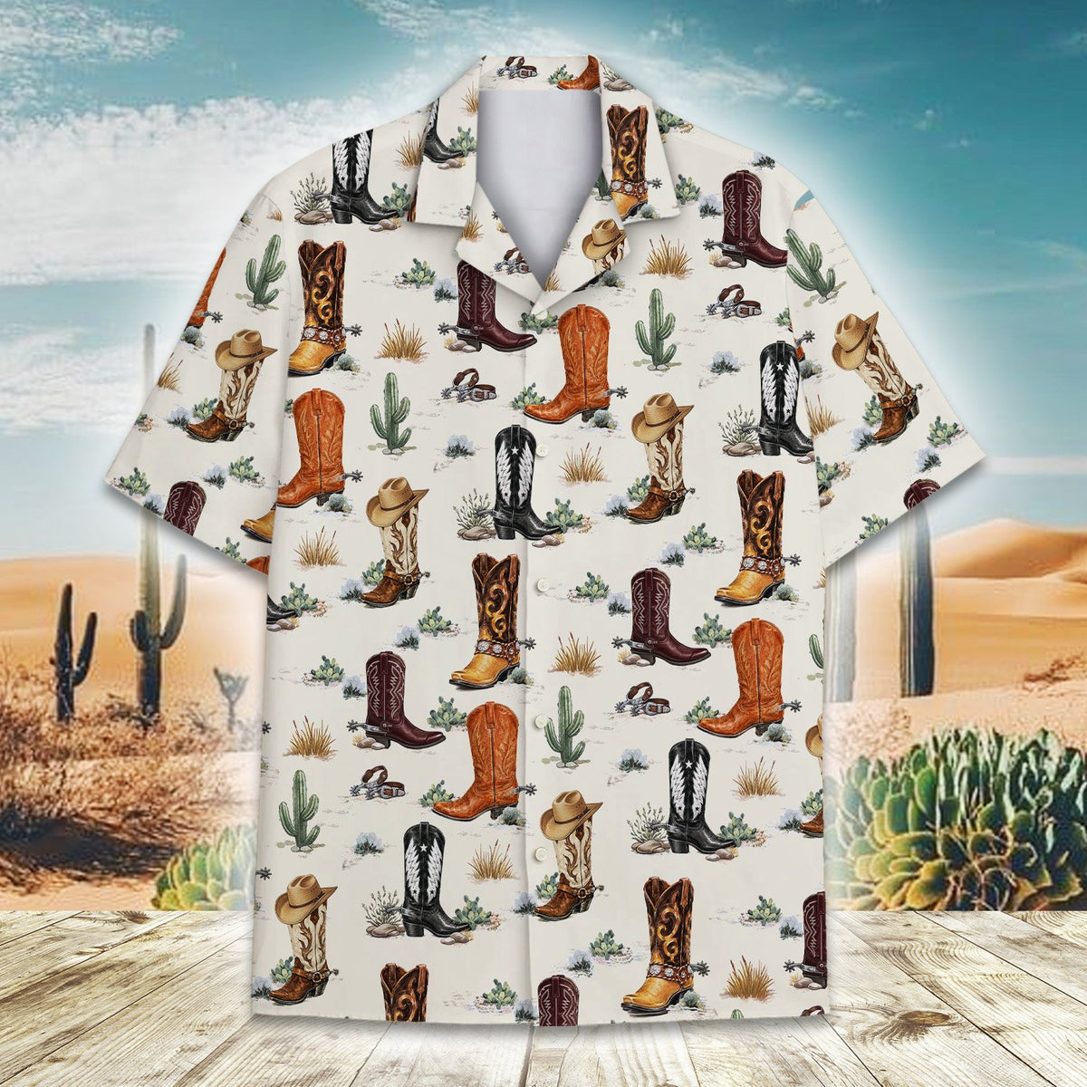 Lifestyle view showing the matching family hawaiian shirts worn outdoors