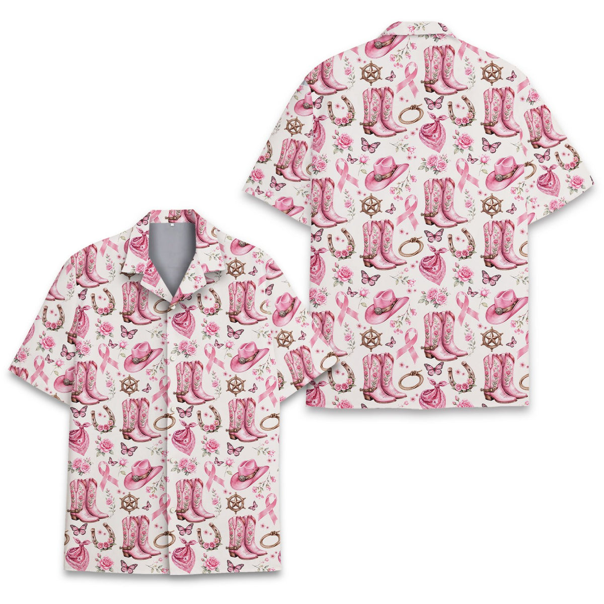 Second front view of the matching family hawaiian shirt