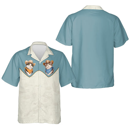 Matching family hawaiian shirts western theme front angle