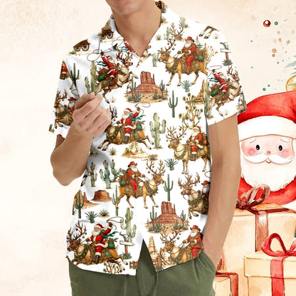 Fifth lifestyle view highlighting the vibrant red and green colors of the western pattern