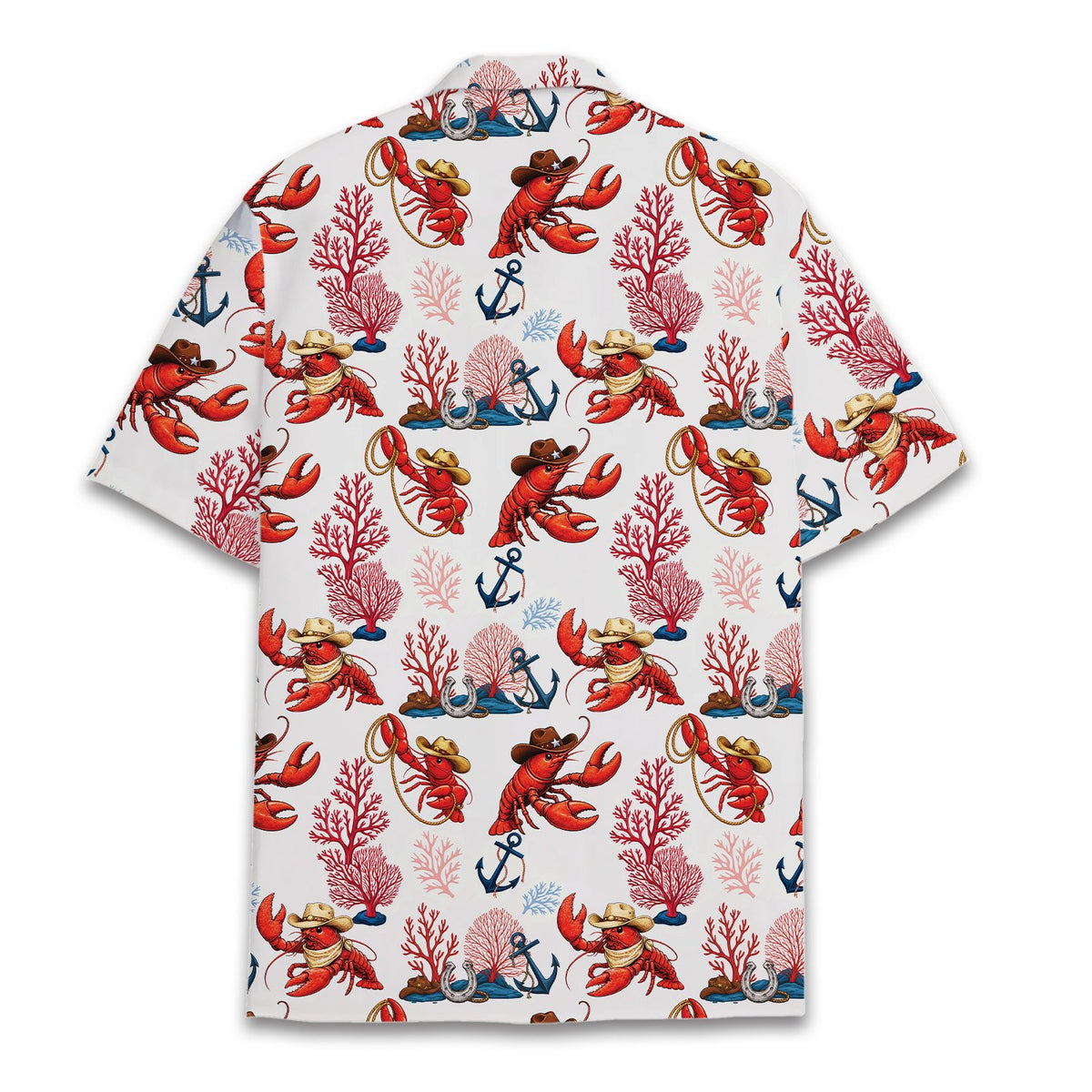 Back view of the western coastal hawaiian shirt on a white background