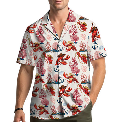 Lifestyle view of the matching family hawaiian shirts worn outdoors
