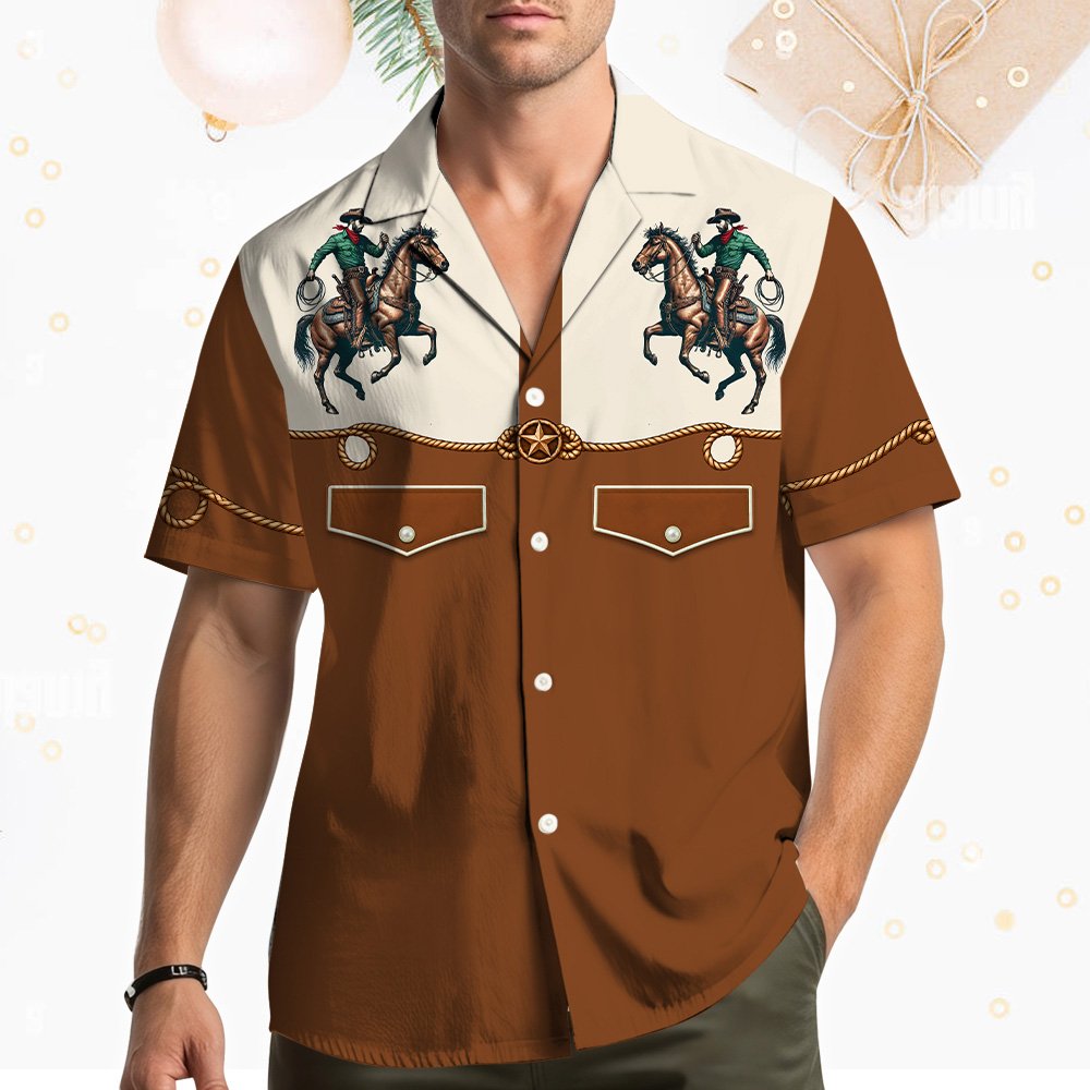 Second lifestyle image showing the matching family hawaiian shirt in a casual setting