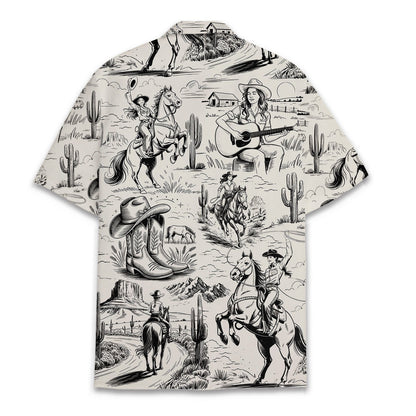 Front view of the western style matching family hawaiian shirt
