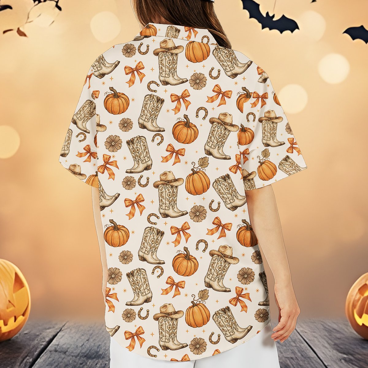 Fourth lifestyle view displaying the comfortable fit of the western fall hawaiian shirt