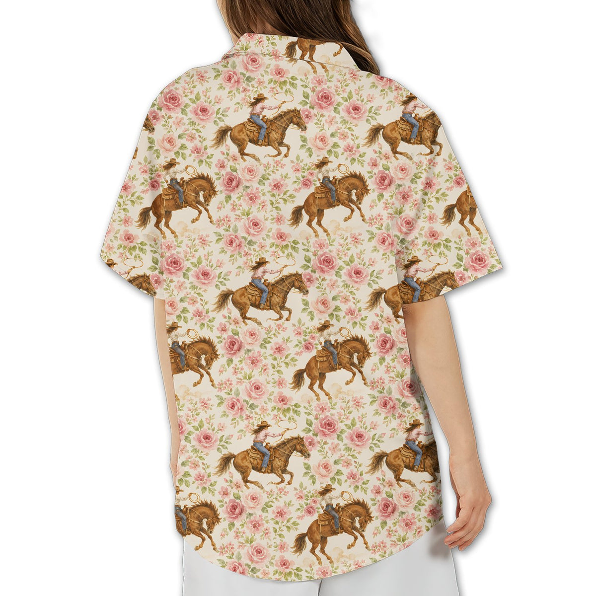 Additional back view of the western floral matching family shirt
