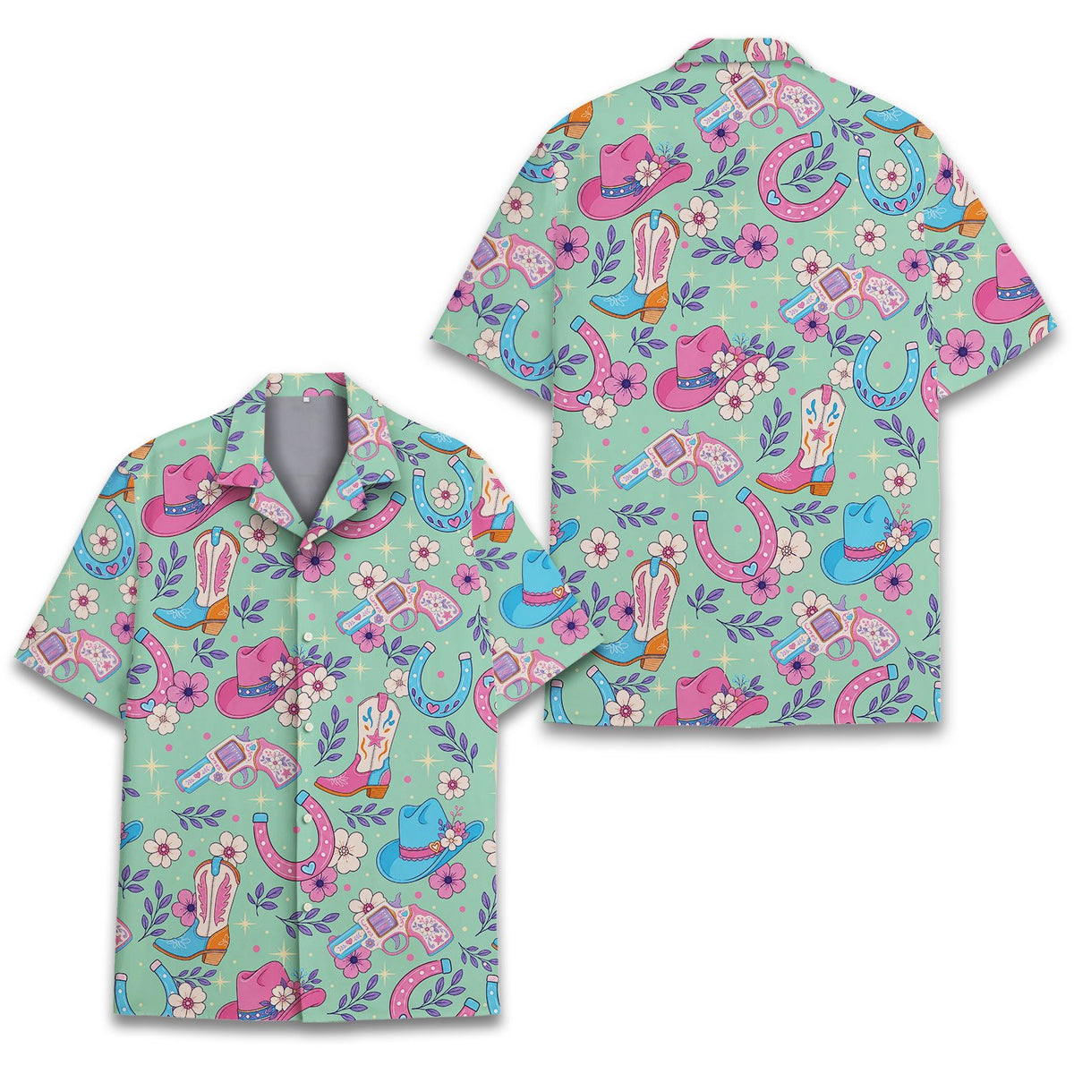 Front view of the matching family hawaiian shirt