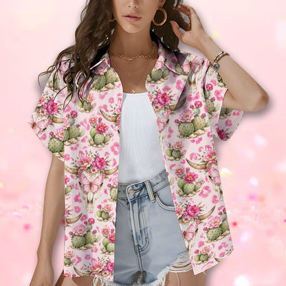 Group wearing western floral hawaiian shirts together