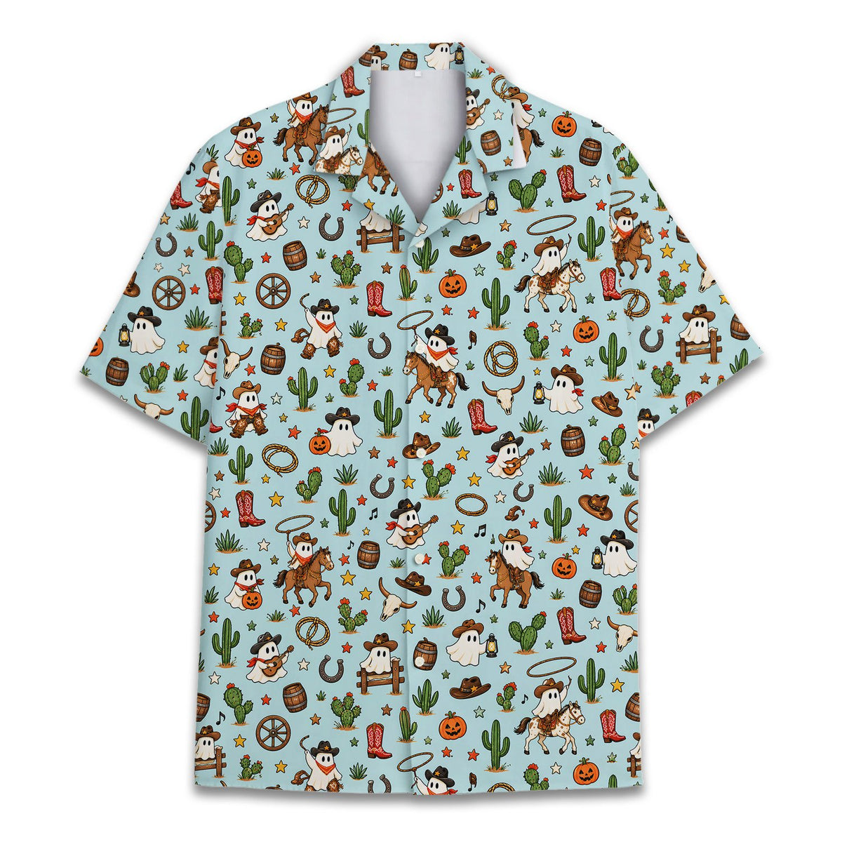 Another front perspective of the matching family hawaiian shirt