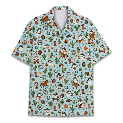 Another front perspective of the matching family hawaiian shirt