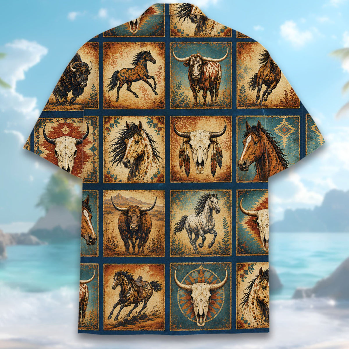Detailed back view of the repeating block pattern