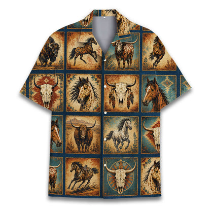 Close-up front view highlighting the decorated animal skulls and longhorn cattle design