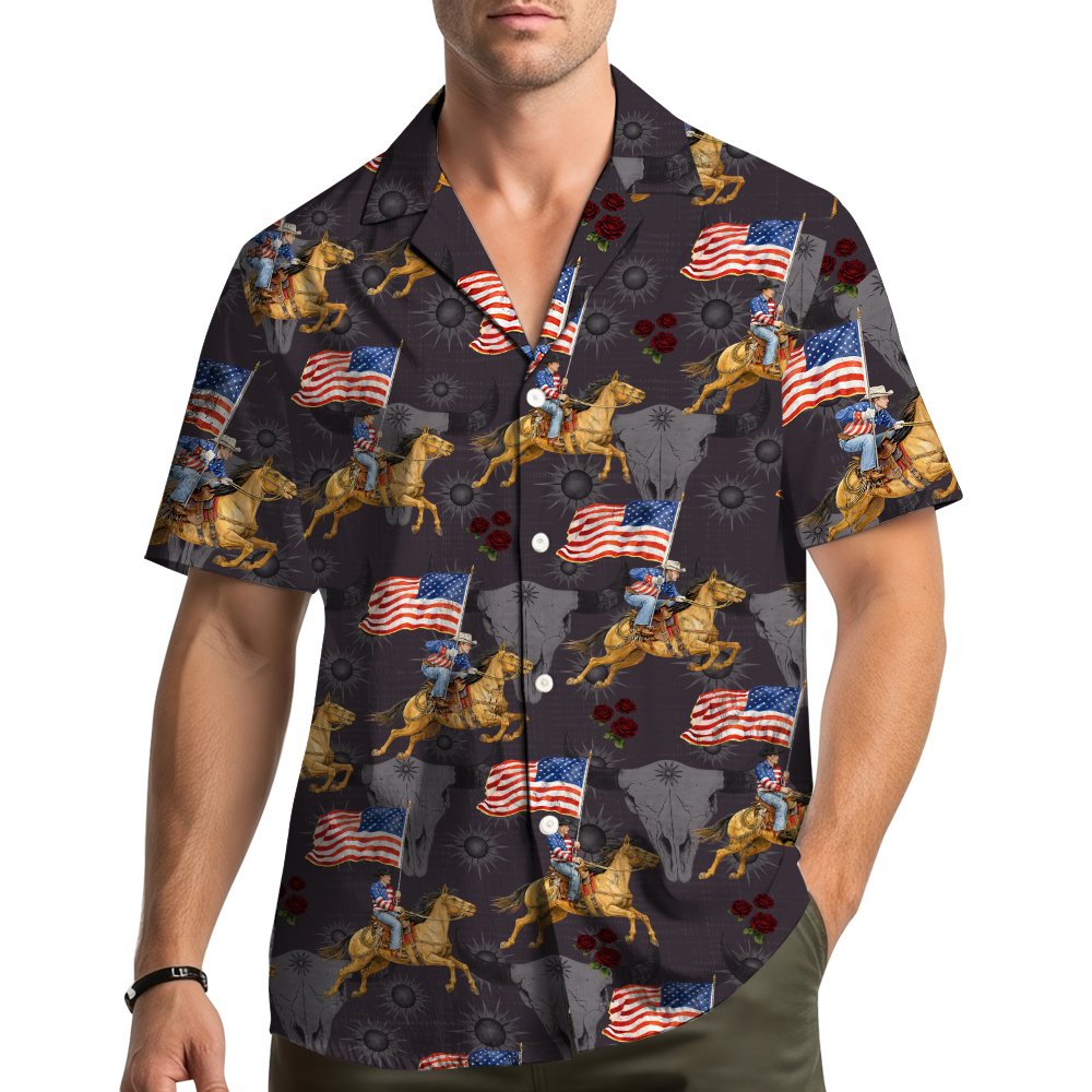 Lifestyle view of the matching family hawaiian shirts being worn outdoors