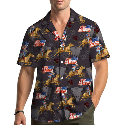 Lifestyle view of the matching family hawaiian shirts being worn outdoors