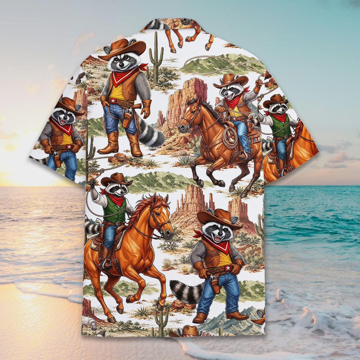Second lifestyle view of the matching family hawaiian shirts in a casual setting