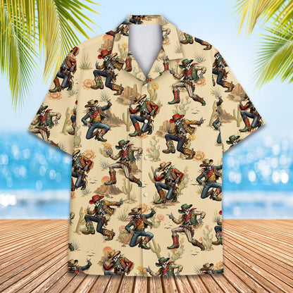 Front view of the western skeletons hawaiian shirt