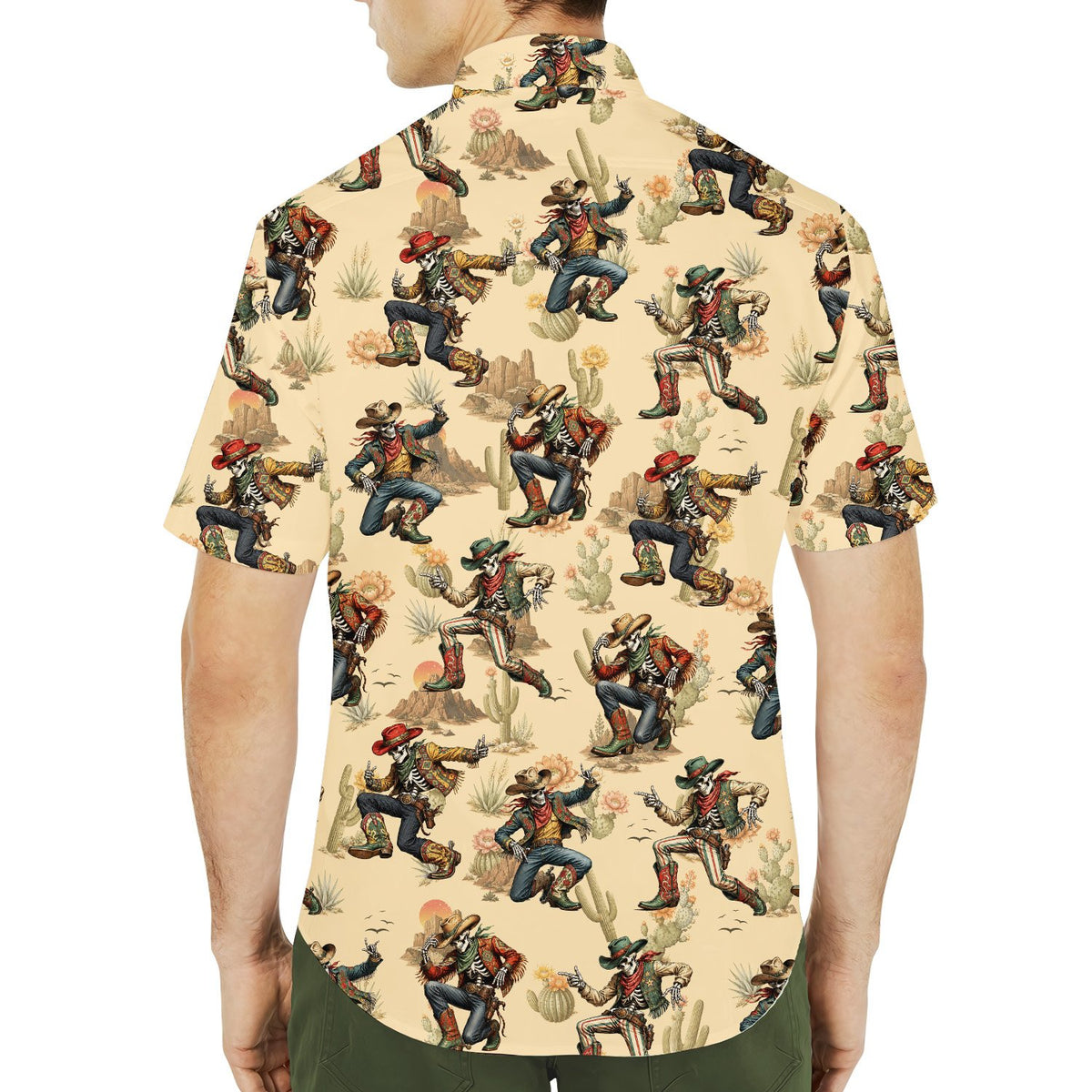 Second lifestyle view showing the western skeletons print in action