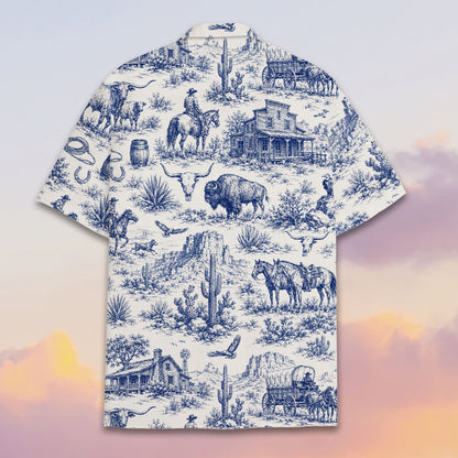 Back view of the matching family hawaiian shirt