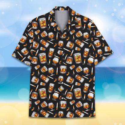 Alternative front view of the whiskey hawaiian shirt