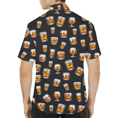 Detailed back view of the bourbon pattern hawaiian shirt