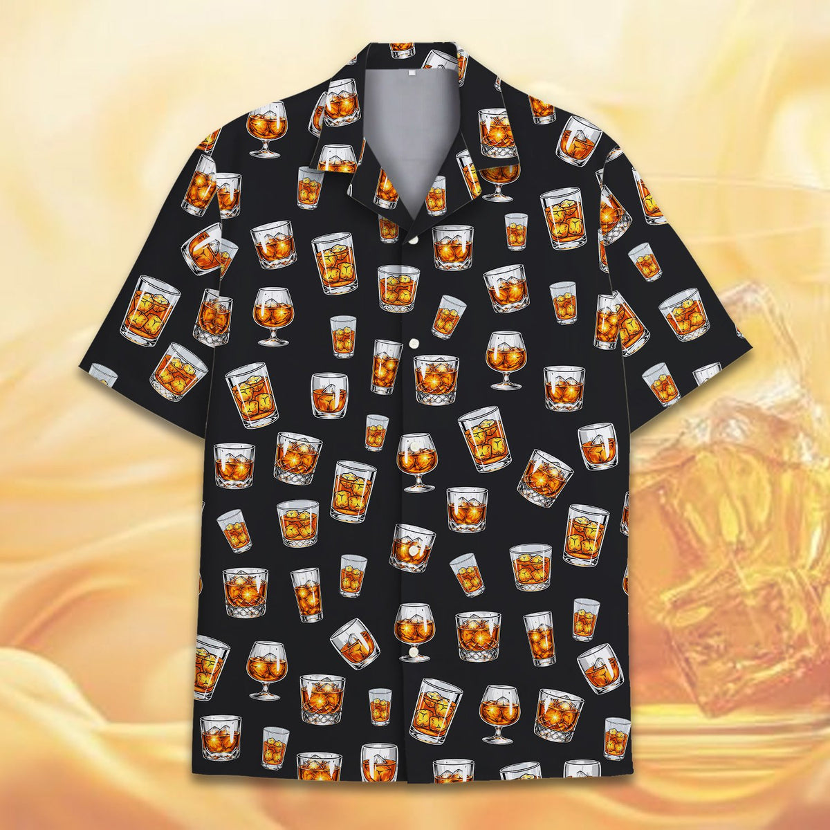 Detailed front view of the bourbon hawaiian shirt