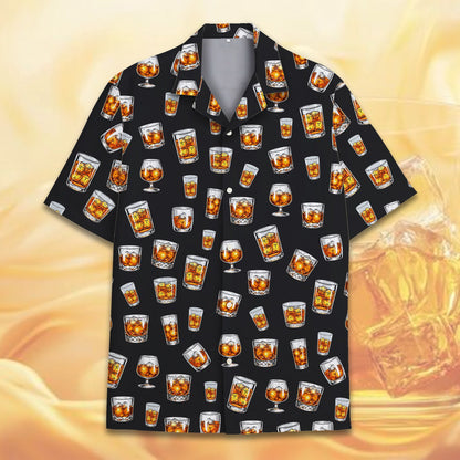 Detailed front view of the bourbon hawaiian shirt