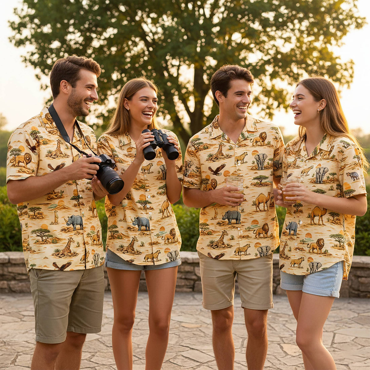 Person wearing the wild animals hawaiian shirt outdoors