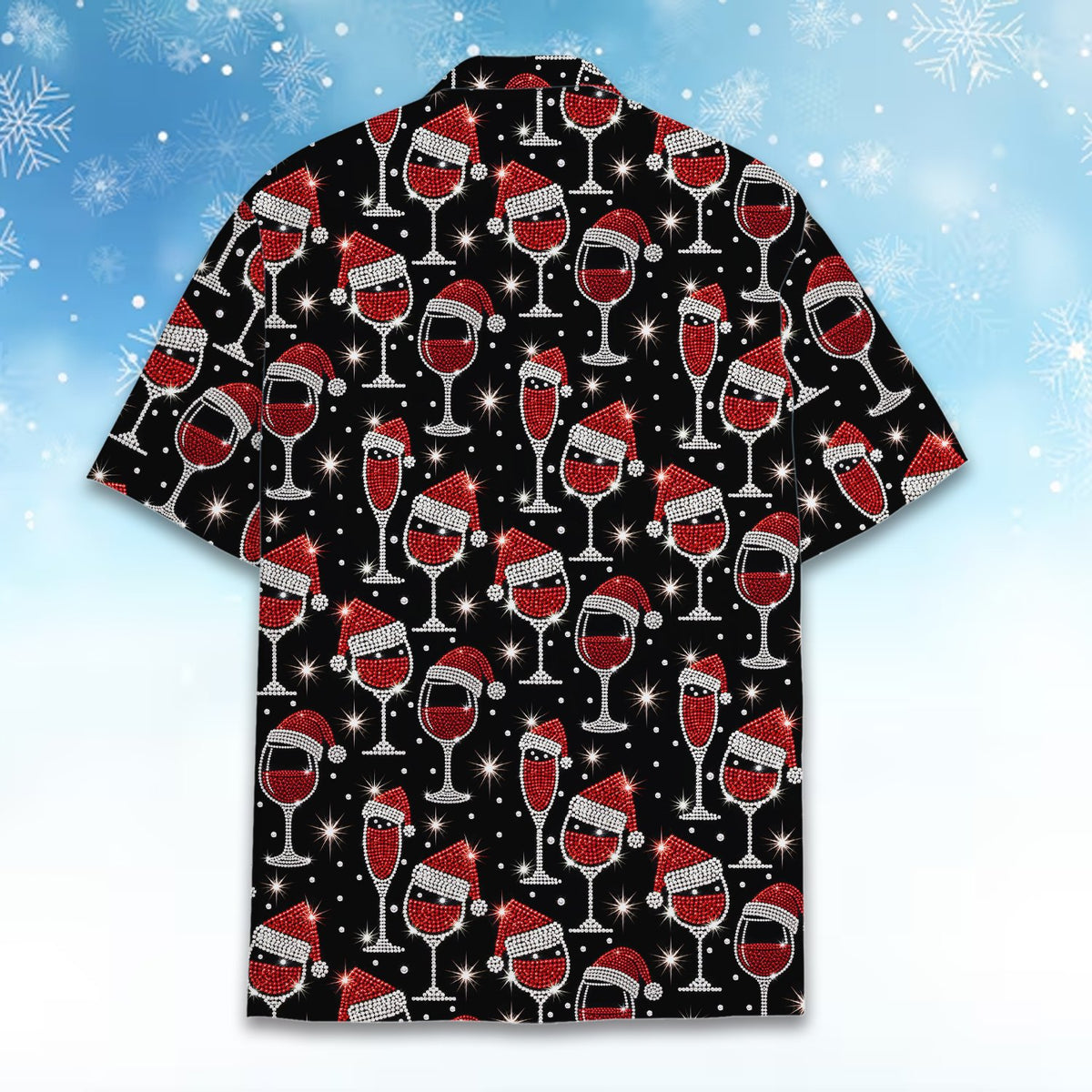 Detailed back view of the holiday hawaiian shirt