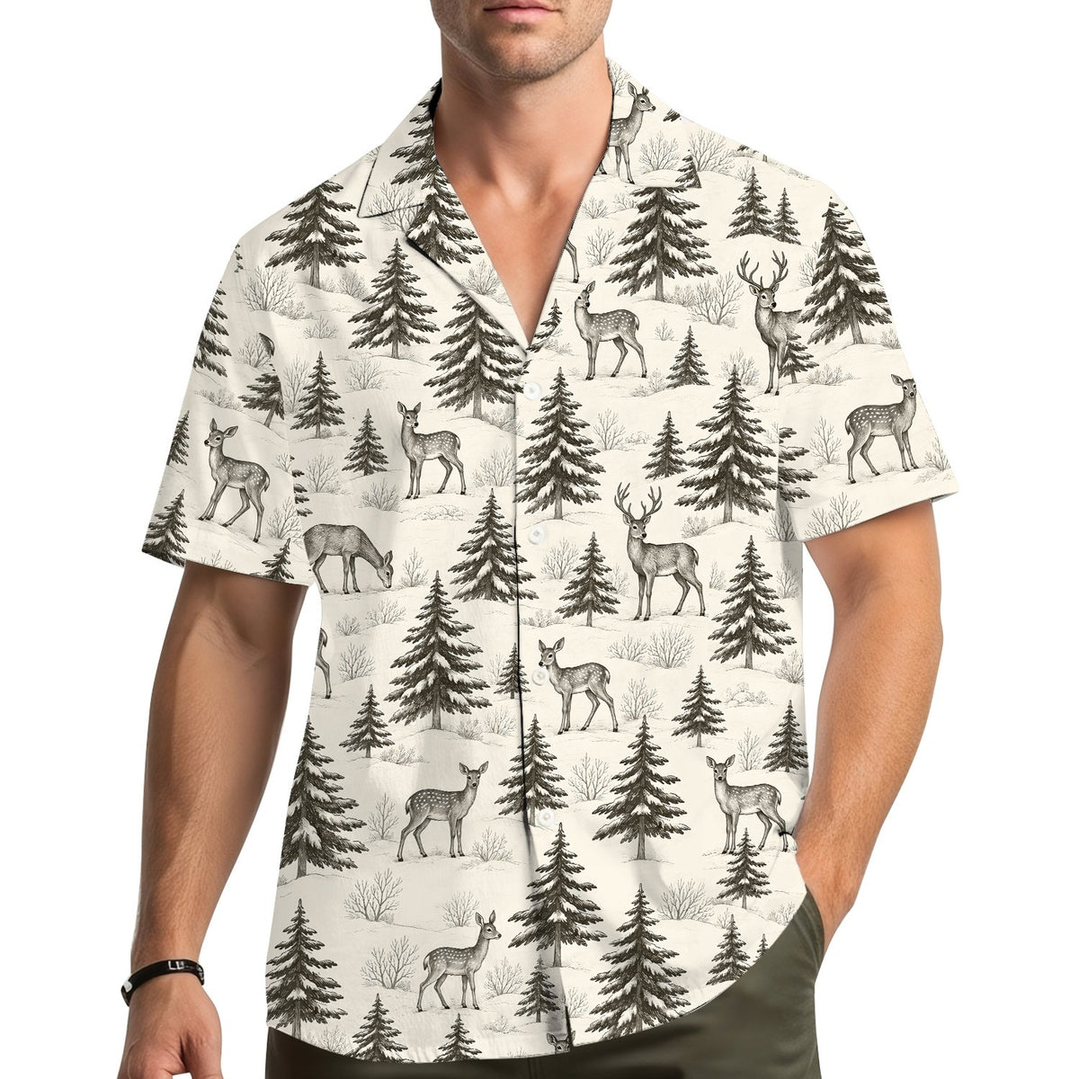 Third lifestyle view of the matching family hawaiian shirts