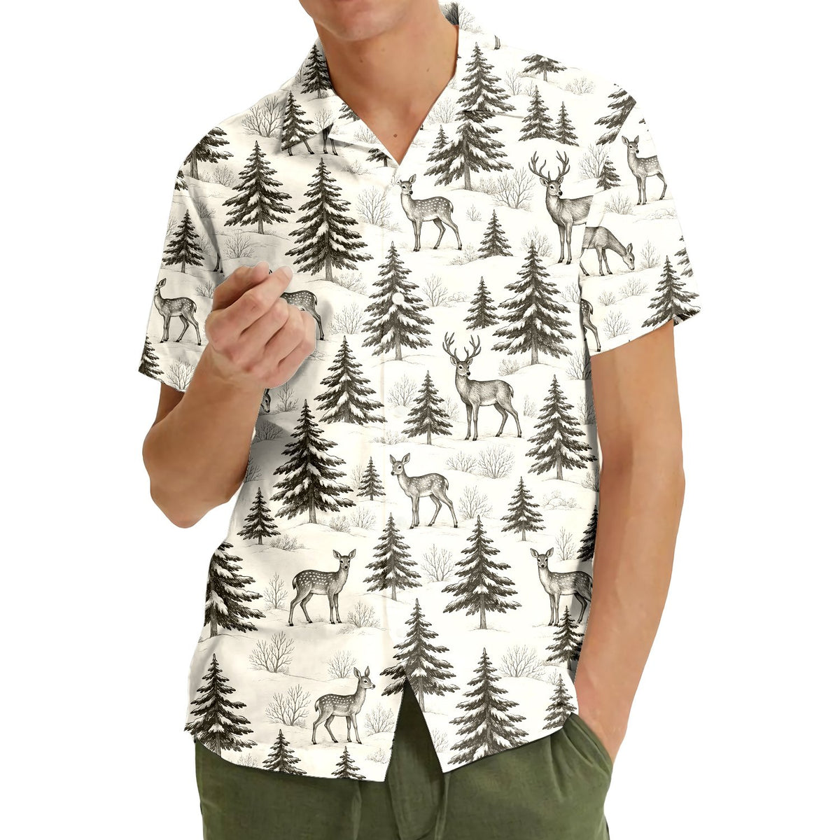 Lifestyle view of matching family hawaiian shirts