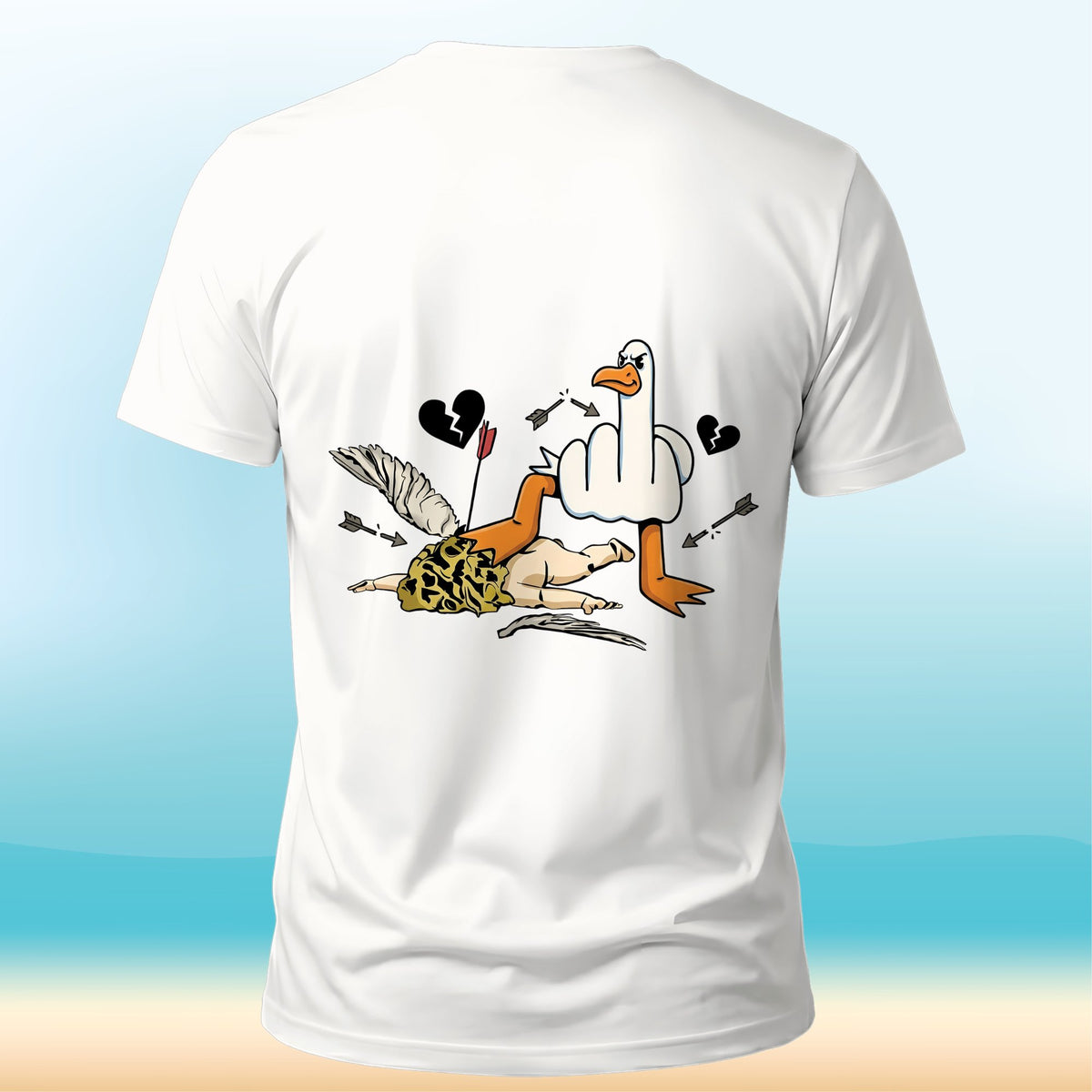 White anti-valentine's day t-shirt, back view
