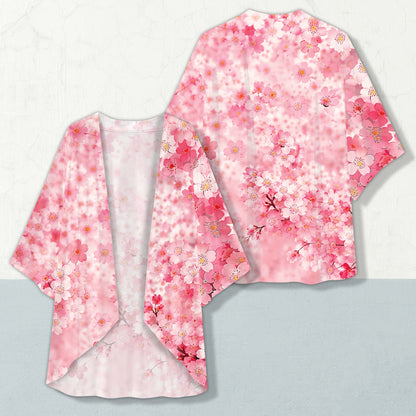 Pink cherry blossom kimono cardigan additional front view