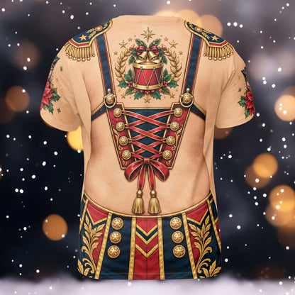 Beige novelty torso christmas t-shirt lifestyle back view