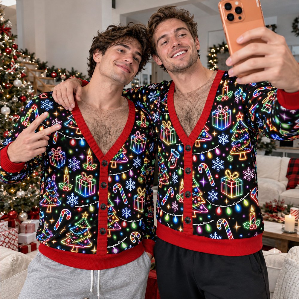 Third lifestyle view of a family in matching Christmas t-shirts