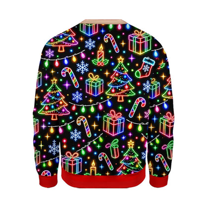 Back view of the multicolor neon Christmas t-shirt