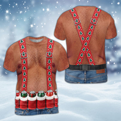Another front view of the funny hairy torso matching family t-shirt
