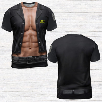 Another front view of the all-over print police officer uniform t-shirt