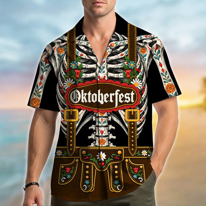 Second lifestyle view of the Day of the Dead Oktoberfest matching family t-shirts